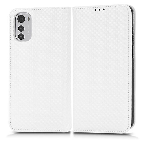 Leather Case Stands Flip Cover Holder C03X for Motorola Moto E32s White