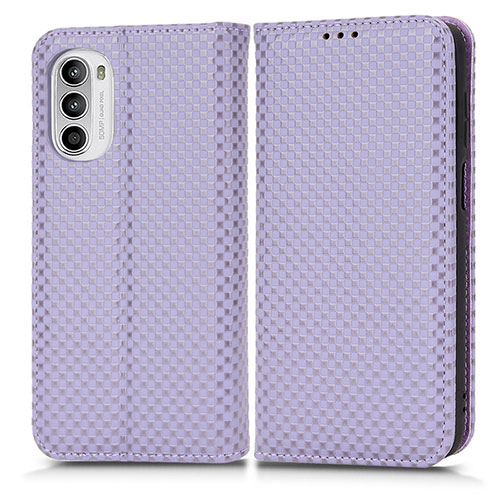 Leather Case Stands Flip Cover Holder C03X for Motorola Moto Edge (2022) 5G Purple