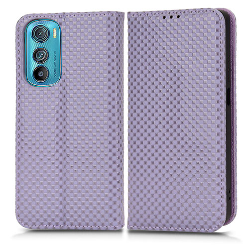 Leather Case Stands Flip Cover Holder C03X for Motorola Moto Edge 30 5G Purple