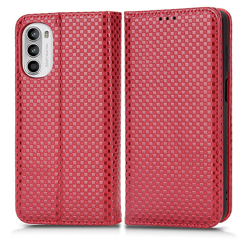 Leather Case Stands Flip Cover Holder C03X for Motorola Moto G71s 5G Red