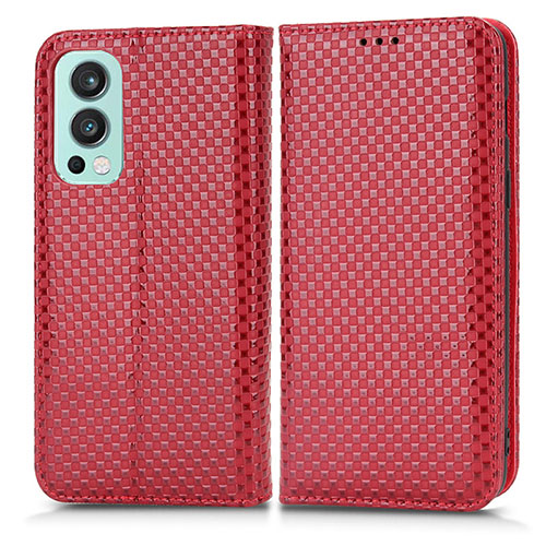 Leather Case Stands Flip Cover Holder C03X for OnePlus Nord 2 5G Red