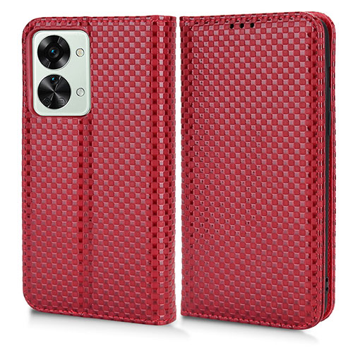 Leather Case Stands Flip Cover Holder C03X for OnePlus Nord 2T 5G Red