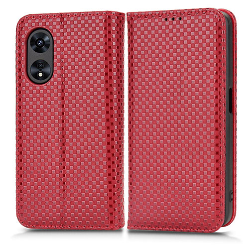 Leather Case Stands Flip Cover Holder C03X for Oppo A1x 5G Red