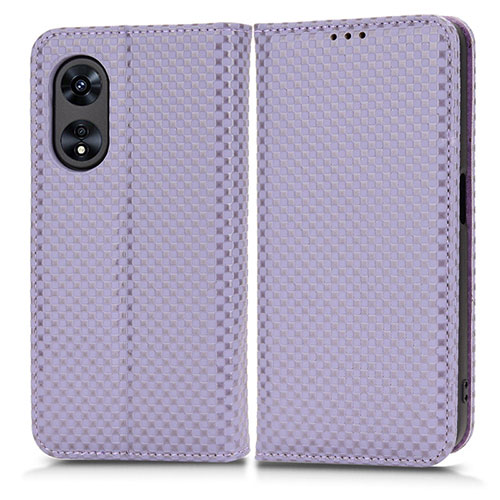 Leather Case Stands Flip Cover Holder C03X for Oppo A38 Purple