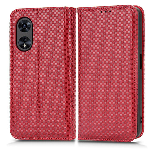 Leather Case Stands Flip Cover Holder C03X for Oppo A38 Red