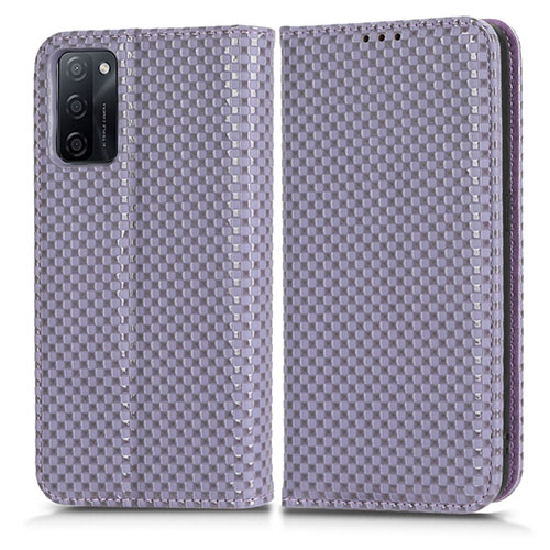 Leather Case Stands Flip Cover Holder C03X for Oppo A55S 5G Purple