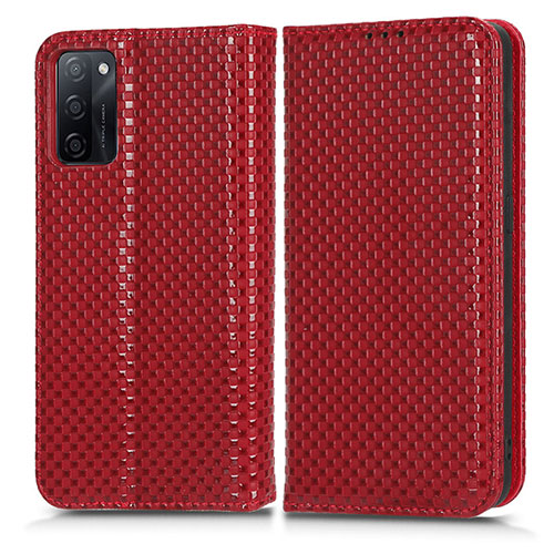 Leather Case Stands Flip Cover Holder C03X for Oppo A55S 5G Red