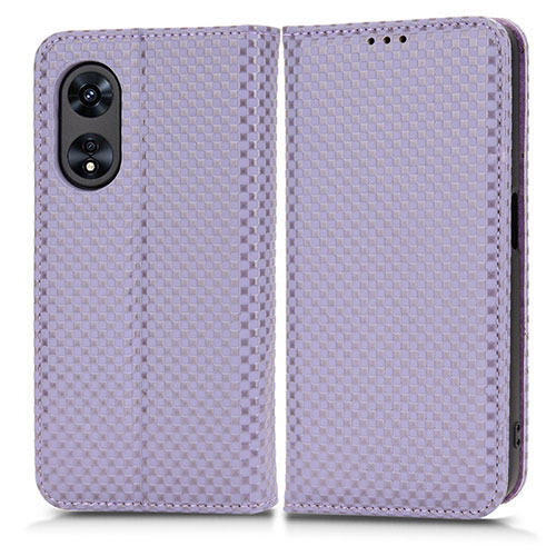 Leather Case Stands Flip Cover Holder C03X for Oppo Reno8 T 5G Purple