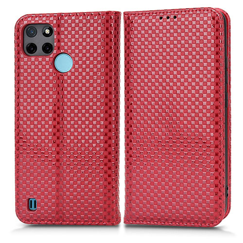 Leather Case Stands Flip Cover Holder C03X for Realme C25Y India Red