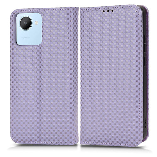 Leather Case Stands Flip Cover Holder C03X for Realme C30 Purple