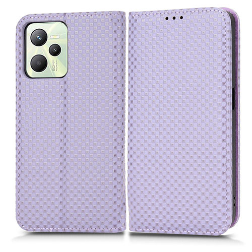 Leather Case Stands Flip Cover Holder C03X for Realme Narzo 50A Prime Purple