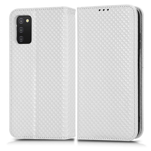 Leather Case Stands Flip Cover Holder C03X for Samsung Galaxy A03s White