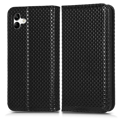 Leather Case Stands Flip Cover Holder C03X for Samsung Galaxy A04E Black