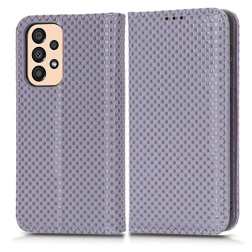 Leather Case Stands Flip Cover Holder C03X for Samsung Galaxy A23 4G Purple