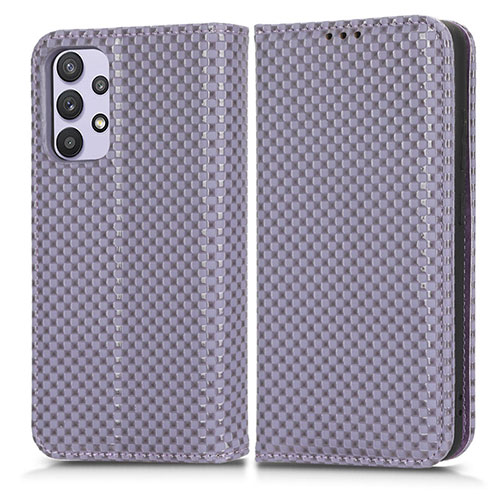 Leather Case Stands Flip Cover Holder C03X for Samsung Galaxy A32 4G Purple