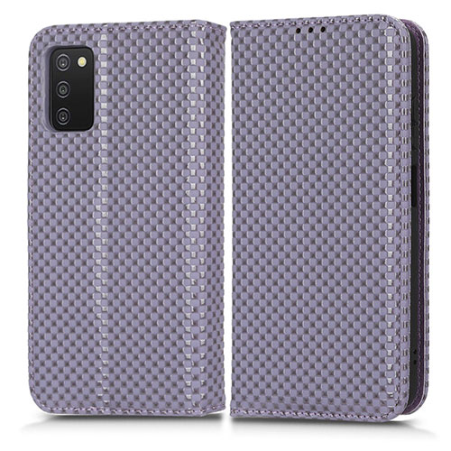 Leather Case Stands Flip Cover Holder C03X for Samsung Galaxy M02s Purple