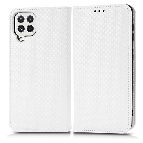 Leather Case Stands Flip Cover Holder C03X for Samsung Galaxy M22 4G White