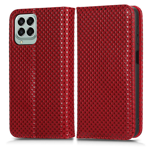 Leather Case Stands Flip Cover Holder C03X for Samsung Galaxy M33 5G Red