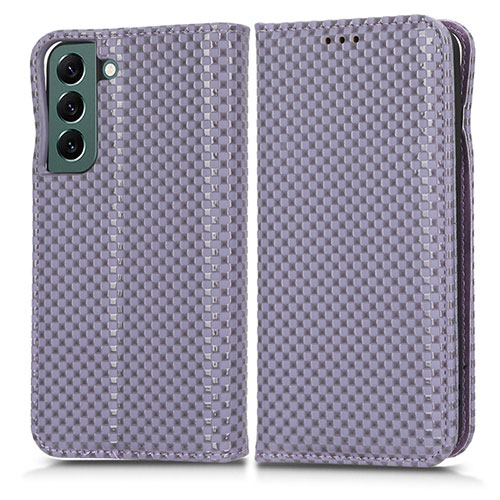 Leather Case Stands Flip Cover Holder C03X for Samsung Galaxy S22 Plus 5G Purple