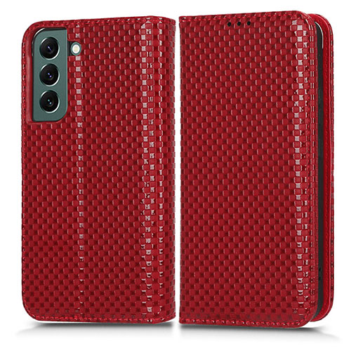 Leather Case Stands Flip Cover Holder C03X for Samsung Galaxy S25 5G Red