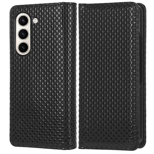 Leather Case Stands Flip Cover Holder C03X for Samsung Galaxy Z Fold5 5G Black