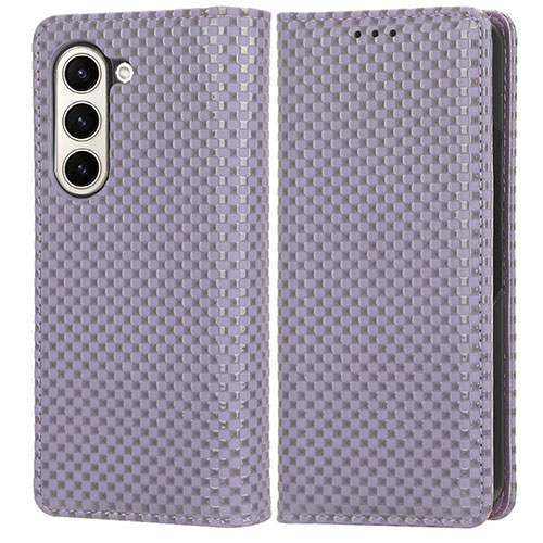 Leather Case Stands Flip Cover Holder C03X for Samsung Galaxy Z Fold5 5G Purple