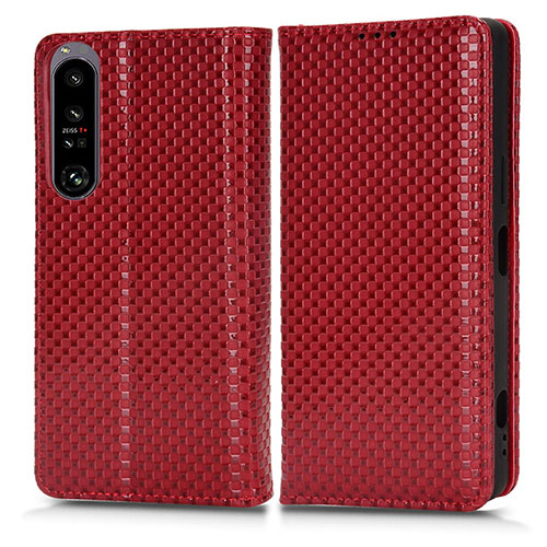 Leather Case Stands Flip Cover Holder C03X for Sony Xperia 1 IV Red