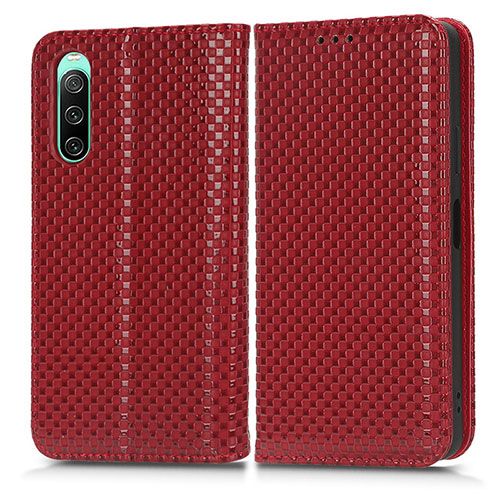 Leather Case Stands Flip Cover Holder C03X for Sony Xperia 10 V Red