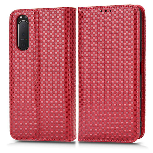 Leather Case Stands Flip Cover Holder C03X for Sony Xperia 5 II Red