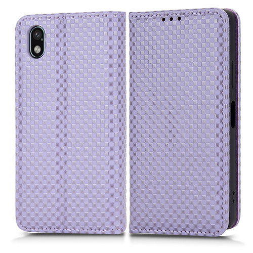 Leather Case Stands Flip Cover Holder C03X for Sony Xperia Ace III SO-53C Purple