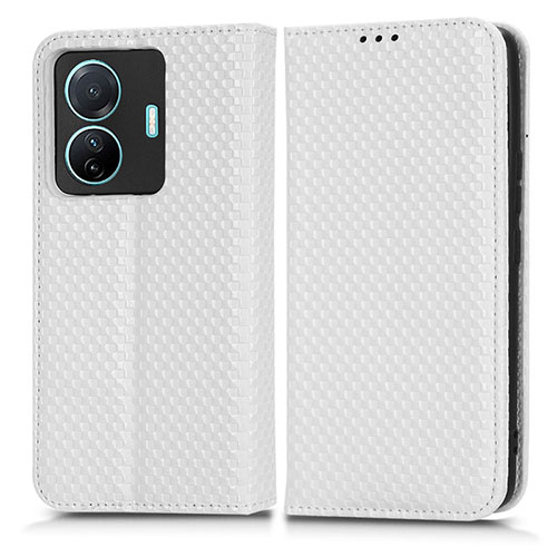 Leather Case Stands Flip Cover Holder C03X for Vivo iQOO Z6 Pro 5G White