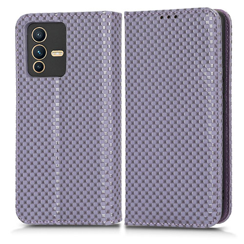 Leather Case Stands Flip Cover Holder C03X for Vivo V23 5G Purple