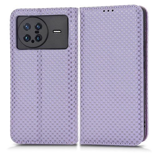 Leather Case Stands Flip Cover Holder C03X for Vivo X Note Purple