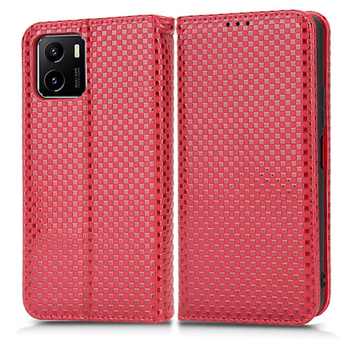 Leather Case Stands Flip Cover Holder C03X for Vivo Y10 Red