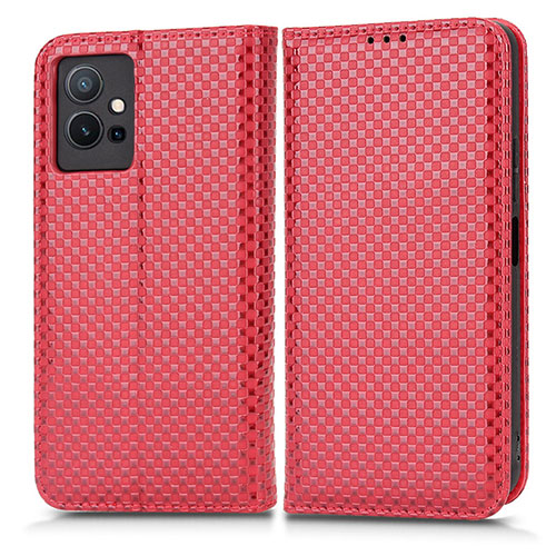 Leather Case Stands Flip Cover Holder C03X for Vivo Y30 5G Red