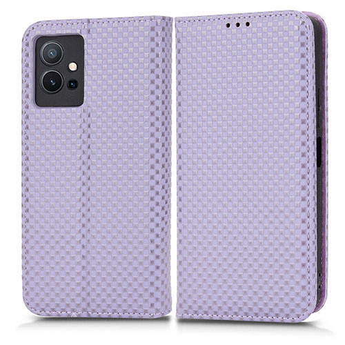 Leather Case Stands Flip Cover Holder C03X for Vivo Y55s 5G Purple