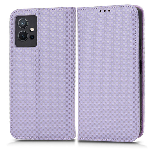 Leather Case Stands Flip Cover Holder C03X for Vivo Y75 5G Purple