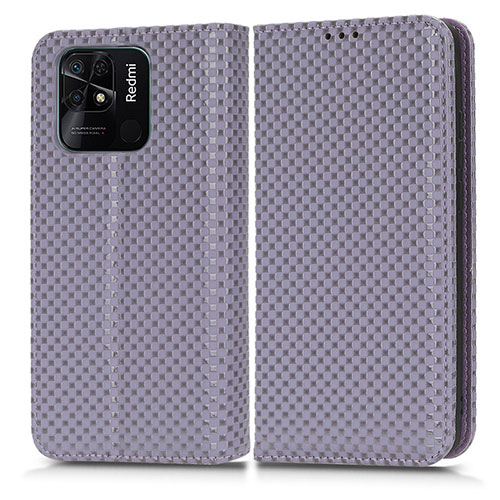 Leather Case Stands Flip Cover Holder C03X for Xiaomi Redmi 10 India Purple