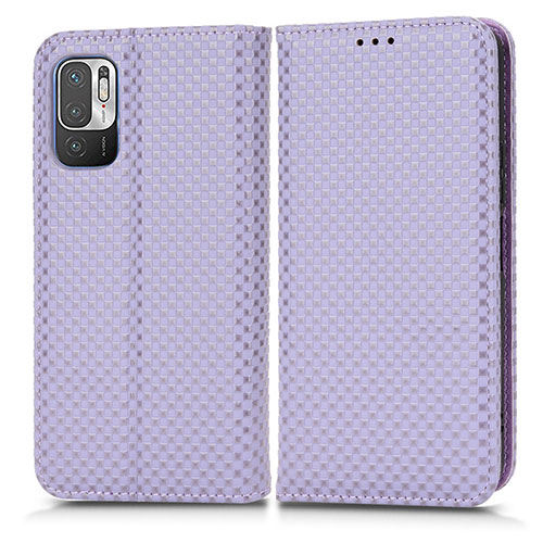 Leather Case Stands Flip Cover Holder C03X for Xiaomi Redmi Note 10 JE 5G Purple