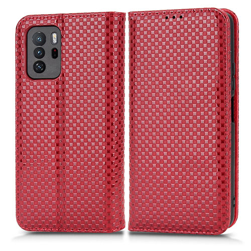 Leather Case Stands Flip Cover Holder C03X for Xiaomi Redmi Note 10 Pro 5G Red