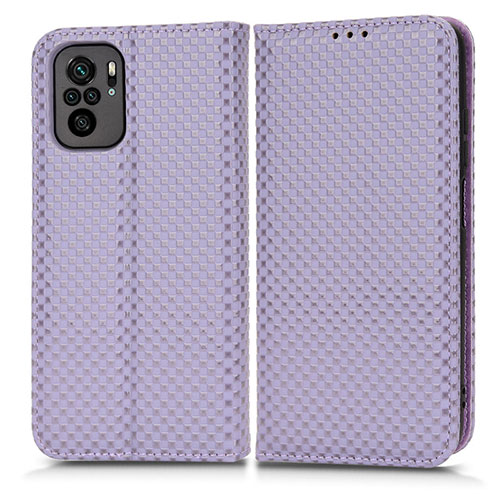 Leather Case Stands Flip Cover Holder C03X for Xiaomi Redmi Note 10S 4G Purple