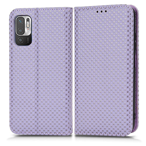 Leather Case Stands Flip Cover Holder C03X for Xiaomi Redmi Note 10T 5G Purple