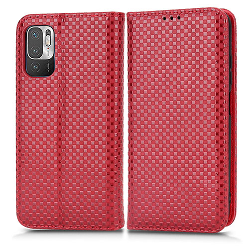 Leather Case Stands Flip Cover Holder C03X for Xiaomi Redmi Note 10T 5G Red