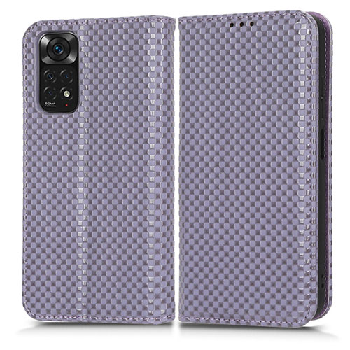 Leather Case Stands Flip Cover Holder C03X for Xiaomi Redmi Note 11 4G (2022) Purple