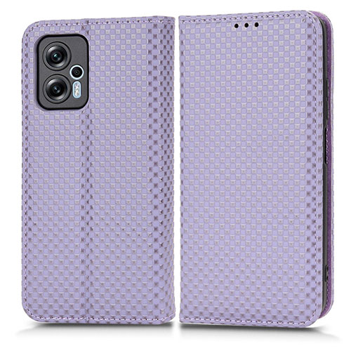 Leather Case Stands Flip Cover Holder C03X for Xiaomi Redmi Note 12T Pro 5G Purple