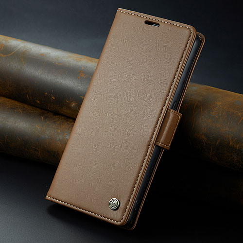 Leather Case Stands Flip Cover Holder C04S for Oppo Reno8 T 4G Brown