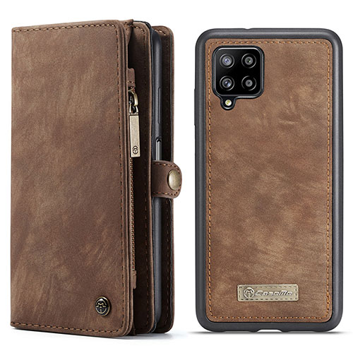 Leather Case Stands Flip Cover Holder C04S for Samsung Galaxy A12 5G Brown