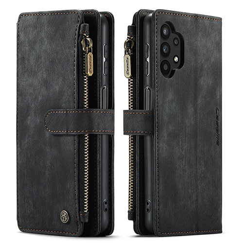 Leather Case Stands Flip Cover Holder C04S for Samsung Galaxy A32 5G Black