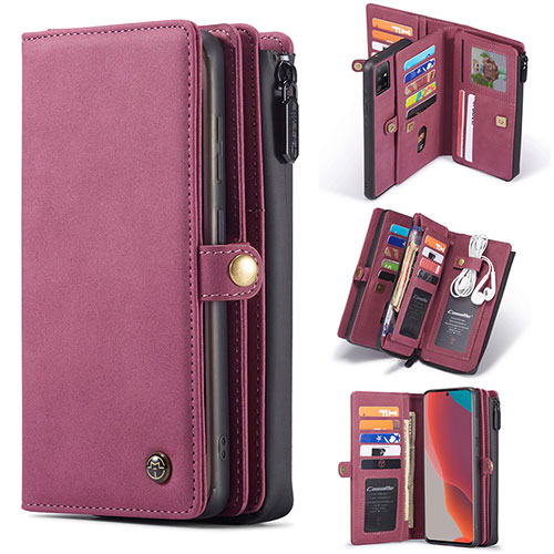 Leather Case Stands Flip Cover Holder C04S for Samsung Galaxy A51 4G Red