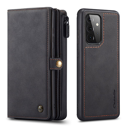 Leather Case Stands Flip Cover Holder C04S for Samsung Galaxy A72 4G Black